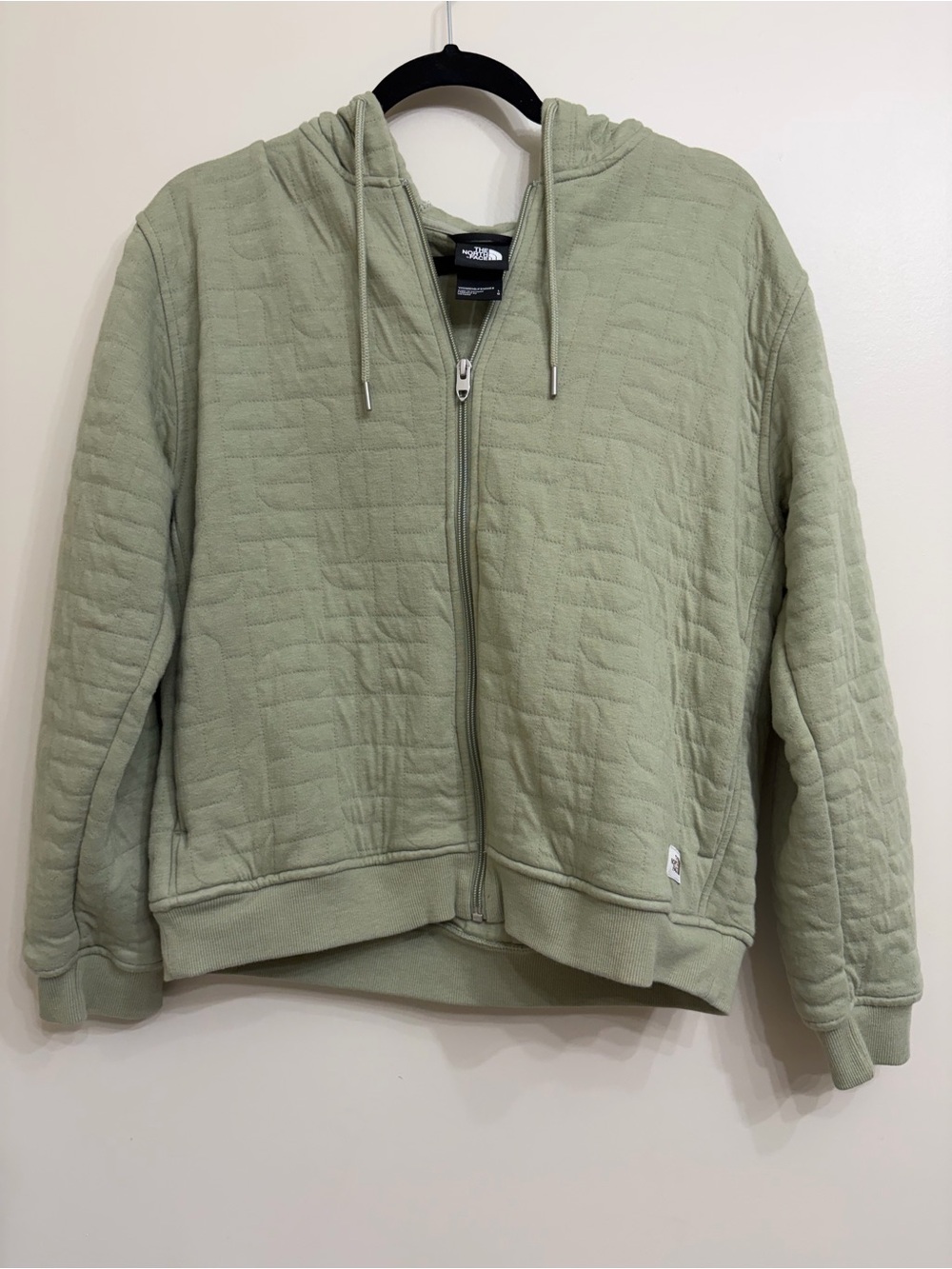 The North Face Sage Green Quilted Zip Hoodie